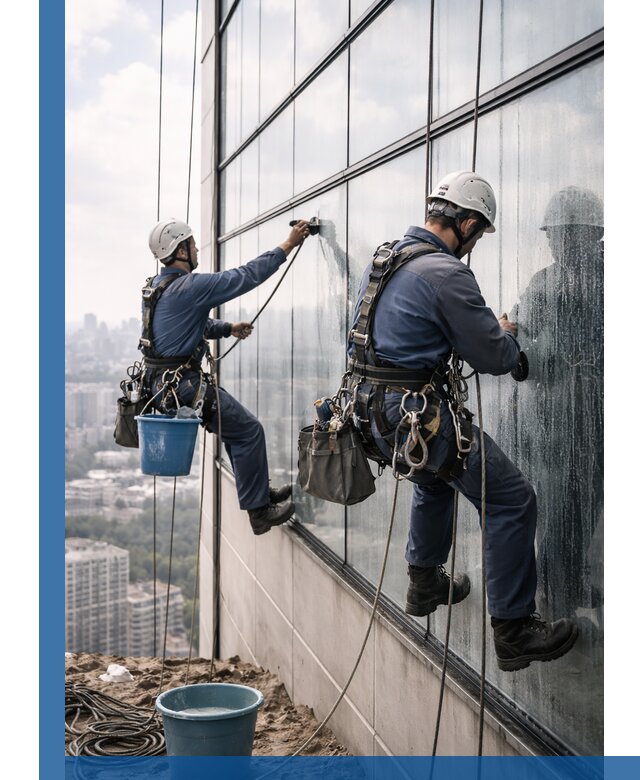 Профессиональная мойка фасадных окон альпинистами в Дзержинске