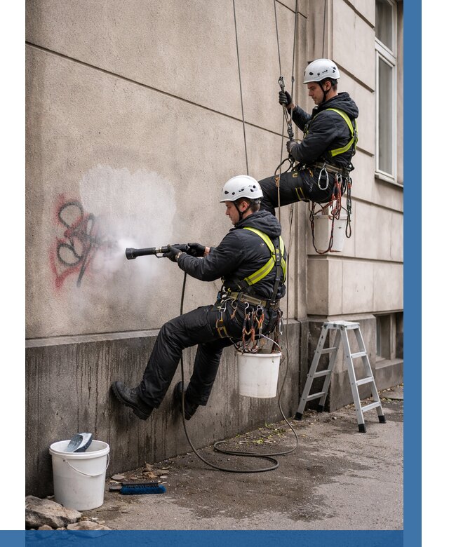 Удаление граффити с фасада в Дзержинске от 4575 р. | ВЫСОТНИК-Дзр