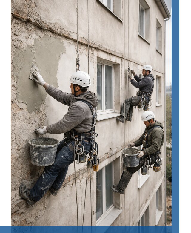 Ремонт штукатурного фасада в Дзержинске от 763 р. под ключ | ВЫСОТНИК-Дзр