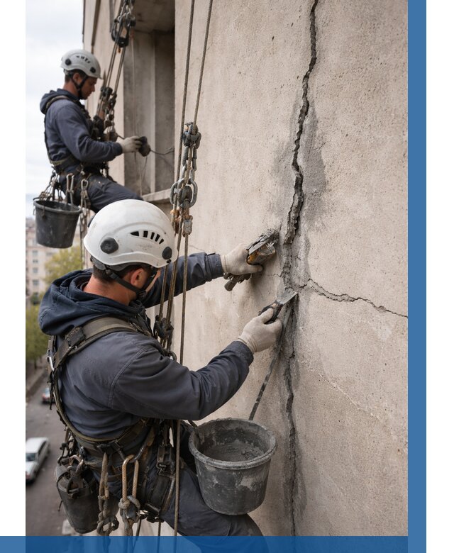 Заделка трещин на фасаде в Дзержинске от 915 р. | ВЫСОТНИК-Дзр