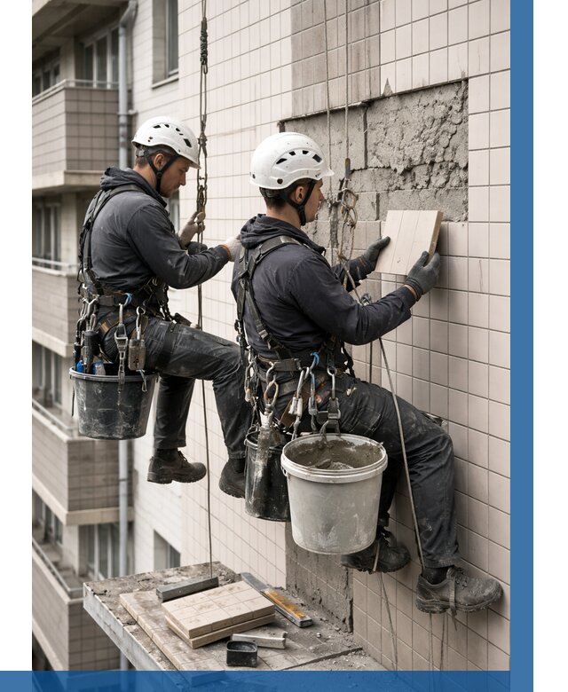 Ремонт облицовки фасада плиткой в Дзержинске от 1830 р. | ВЫСОТНИК-Дзр