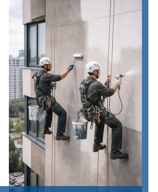 Покраска фасада альпинистами в Дзержинске от 305 р. | ВЫСОТНИК-Дзр