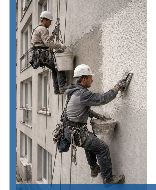 Нанесение декоративной штукатурки короед на фасад в Дзержинске