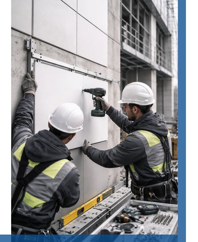 Монтаж композитных панелей фасада в Дзержинске от 2542 р. | ВЫСОТНИК-Дзр