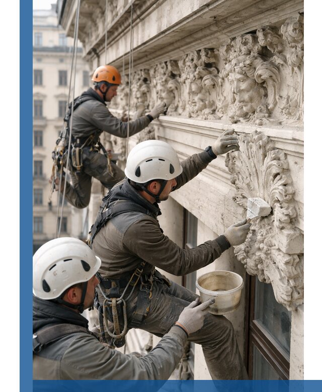 Реставрация фасадной лепнины с высотными работами в Дзержинске