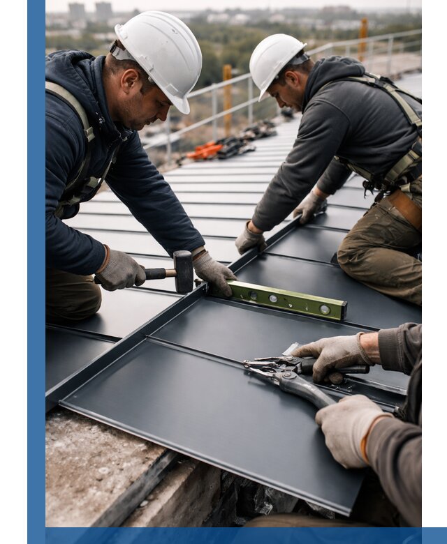 Монтаж фальцевой кровли в Дзержинске для промышленных зданий