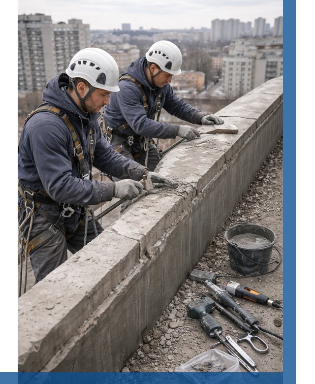 Ремонт парапета на кровле в Дзержинске от 1525 р. | ВЫСОТНИК-Дзр