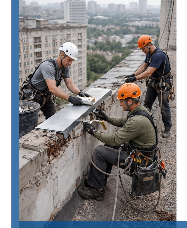 Ремонт парапета на кровле в Дзержинске, высотные работы с гарантией