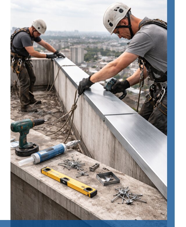 Монтаж парапетных крышек в Дзержинске от 813 р. | ВЫСОТНИК-Дзр