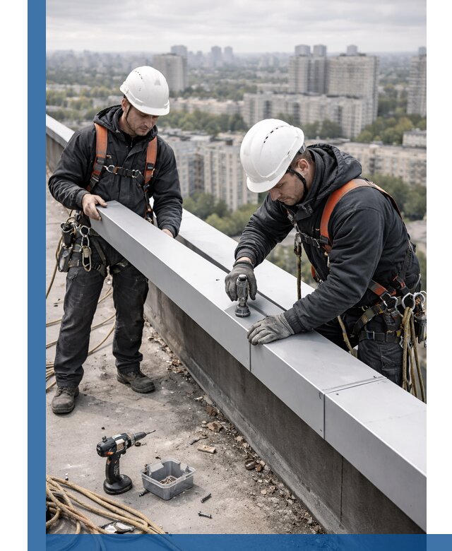 Монтаж парапетных крышек и ограждений кровли в Дзержинске