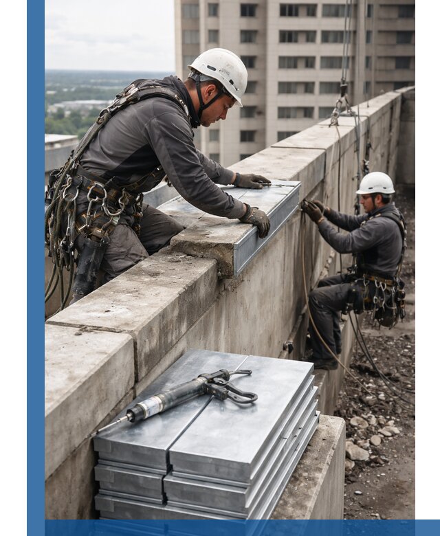 Замена парапетных крышек и установка новых в Дзержинске