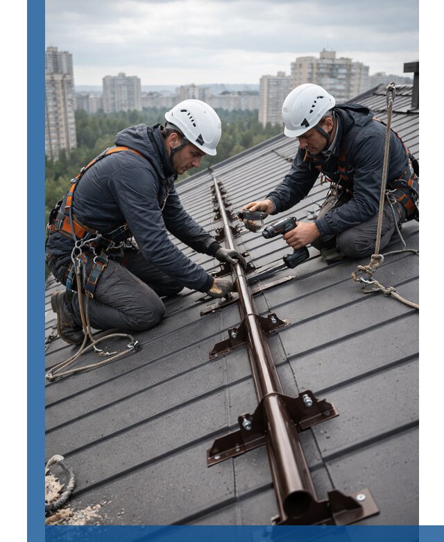 Монтаж снегозадержателей на кровле зданий в Дзержинске под ключ