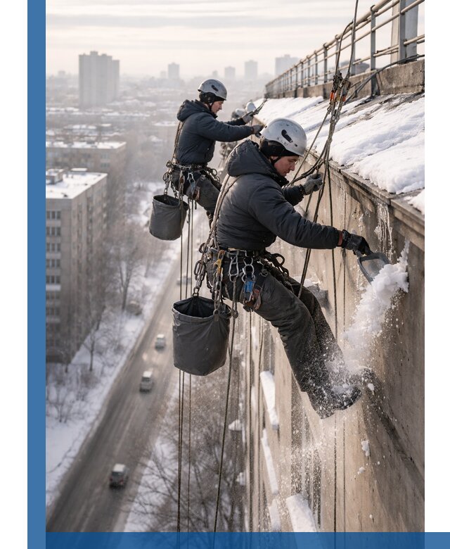 Очистка карнизов от снега в Дзержинске профессионально и безопасно