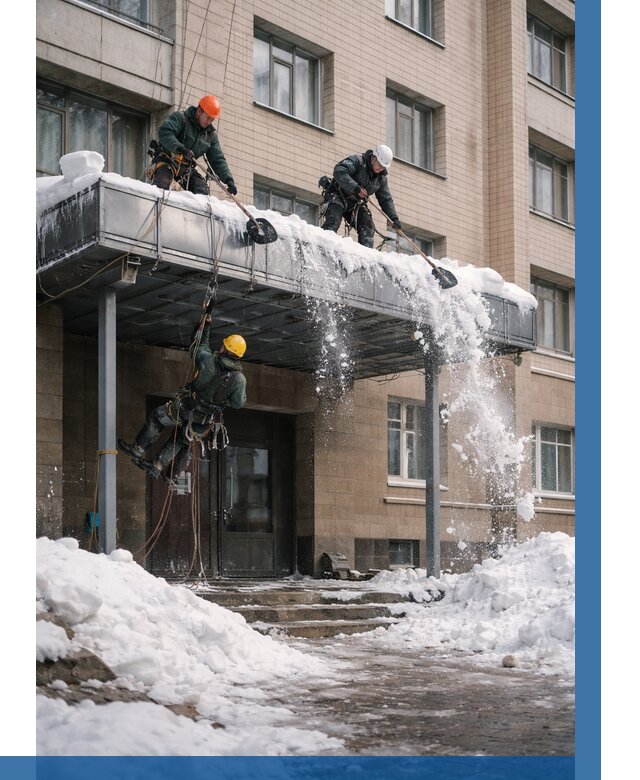 Очистка козырьков от снега в Дзержинске от 3558 р. | ВЫСОТНИК-Дзр