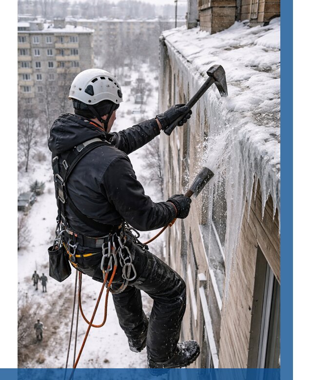 Сбивание сосулек с крыши в Дзержинске по цене от 4575 р. | ВЫСОТНИК-Дзр