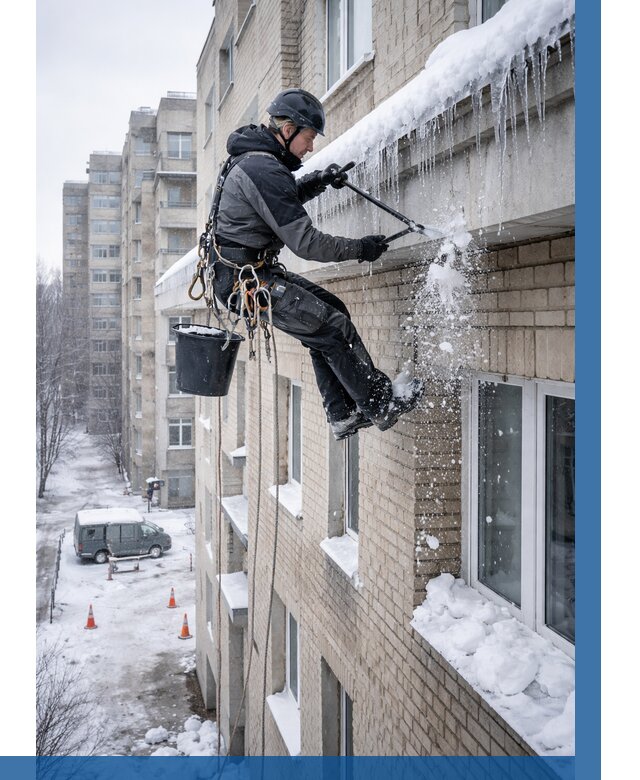 Удаление наледи с карнизов в Дзержинске от 356 р. | ВЫСОТНИК-Дзр
