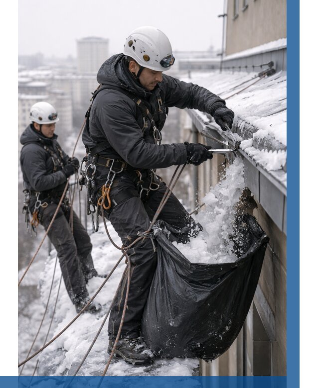 Аварийная очистка крыши в Дзержинске под ключ от 305 р. | ВЫСОТНИК-Дзр