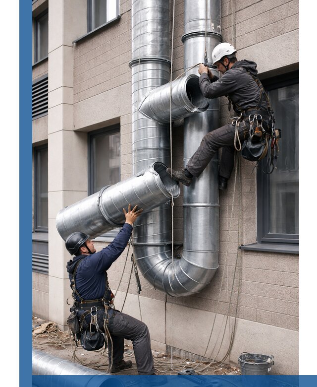 Монтаж фасадных воздуховодов в Дзержинске с герметизацией и крепежом