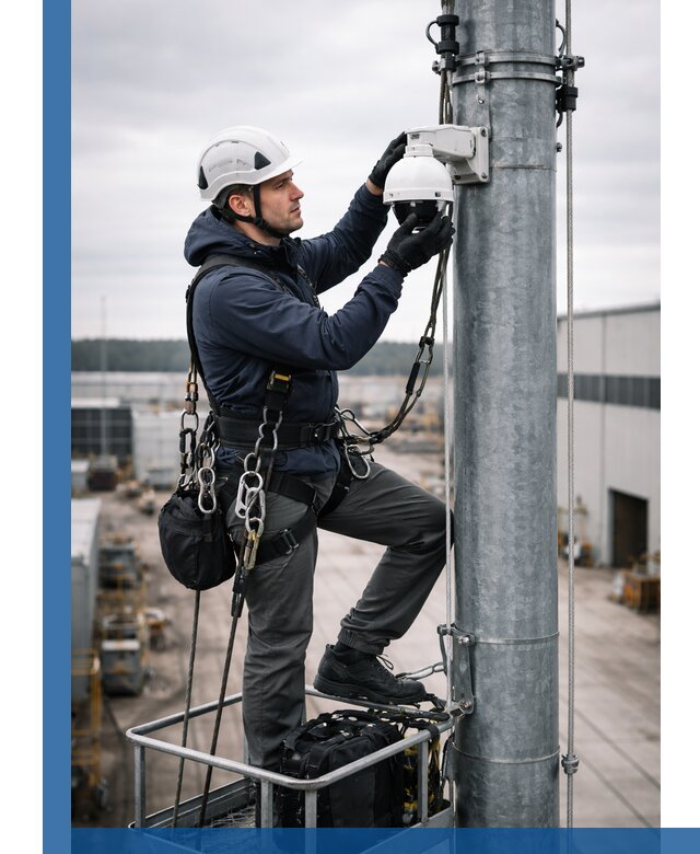 Профессиональная установка видеокамер на мачте в Дзержинске