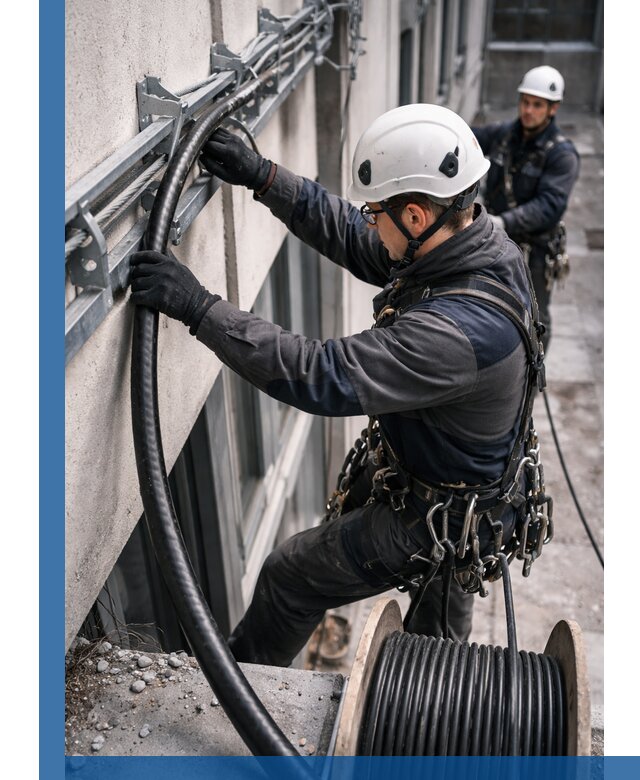 Протяжка кабеля питания на высоте в Дзержинске с гарантией безопасности и качества