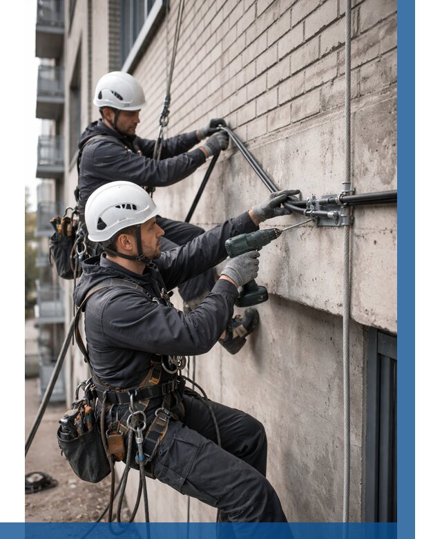 Крепление кабеля на фасаде в Дзержинске от 356 р. | ВЫСОТНИК-Дзр