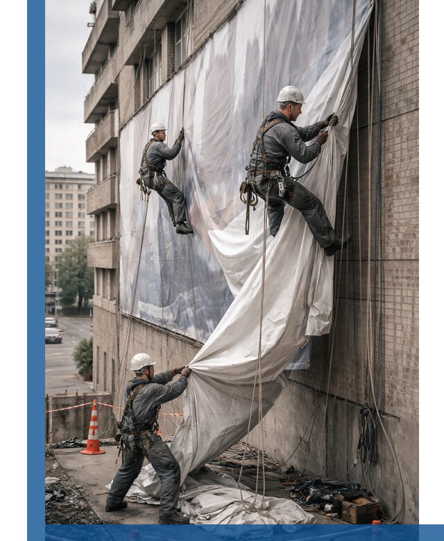 Демонтаж баннеров с фасада в Дзержинске оперативно и безопасно
