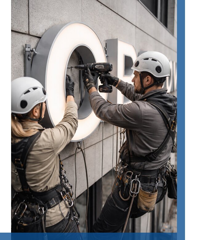 Монтаж световых букв в Дзержинске от 3050 р. под ключ ВЫСОТНИК-Дзр