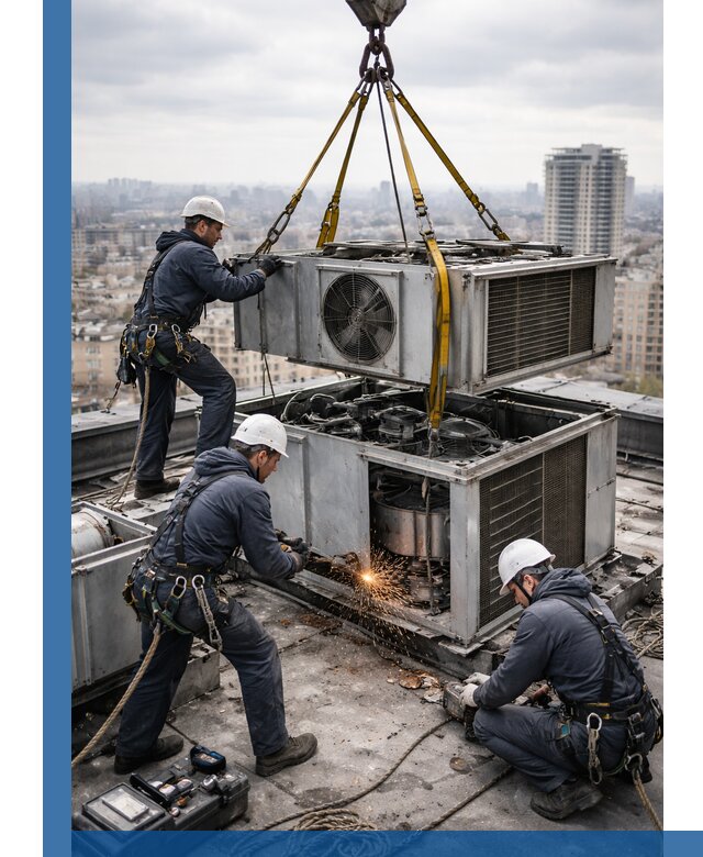 Демонтаж крышной установки в Дзержинске любой сложности