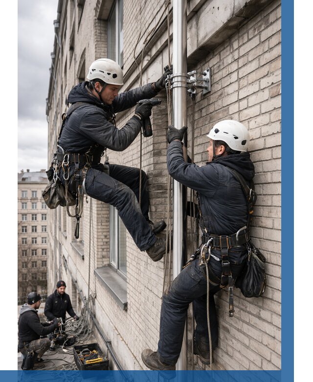 Монтаж флагштока на здании в Дзержинске от 6609 р. | ВЫСОТНИК-Дзр