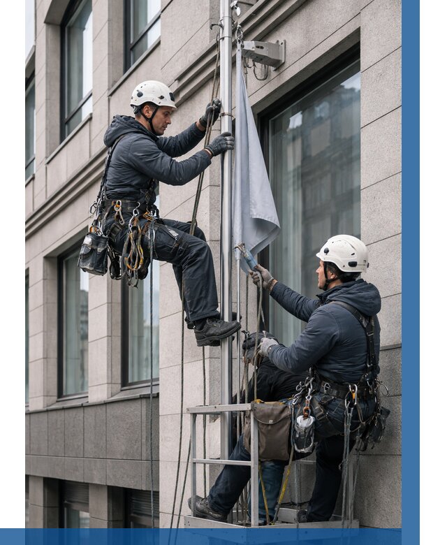 Установка флагов на фасаде в Дзержинске от 4575 р. | ВЫСОТНИК-Дзр