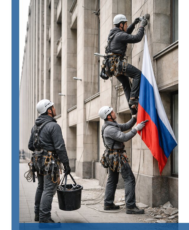 Профессиональная установка флагов на фасаде в Дзержинске