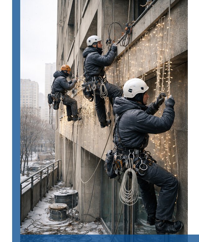 Монтаж новогодней иллюминации и украшение фасадов в Дзержинске