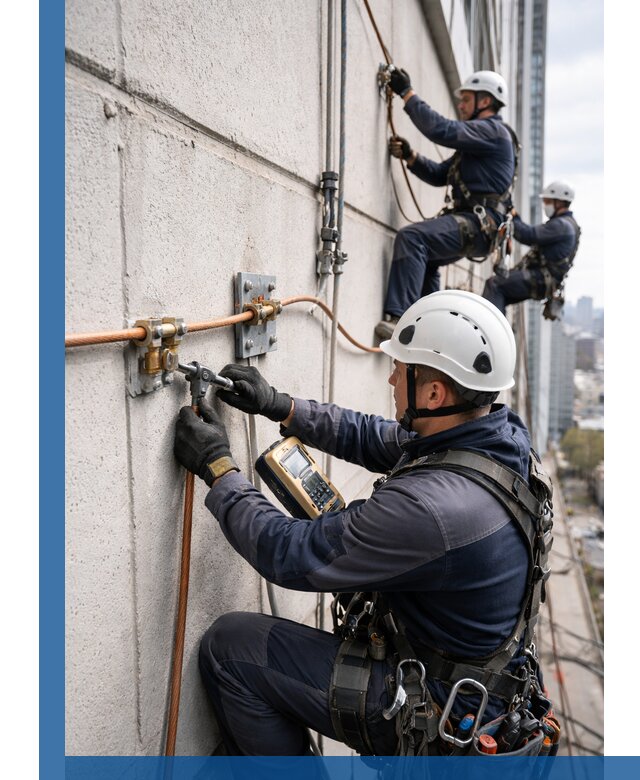 Монтаж системы заземления здания и молниезащиты в Дзержинске