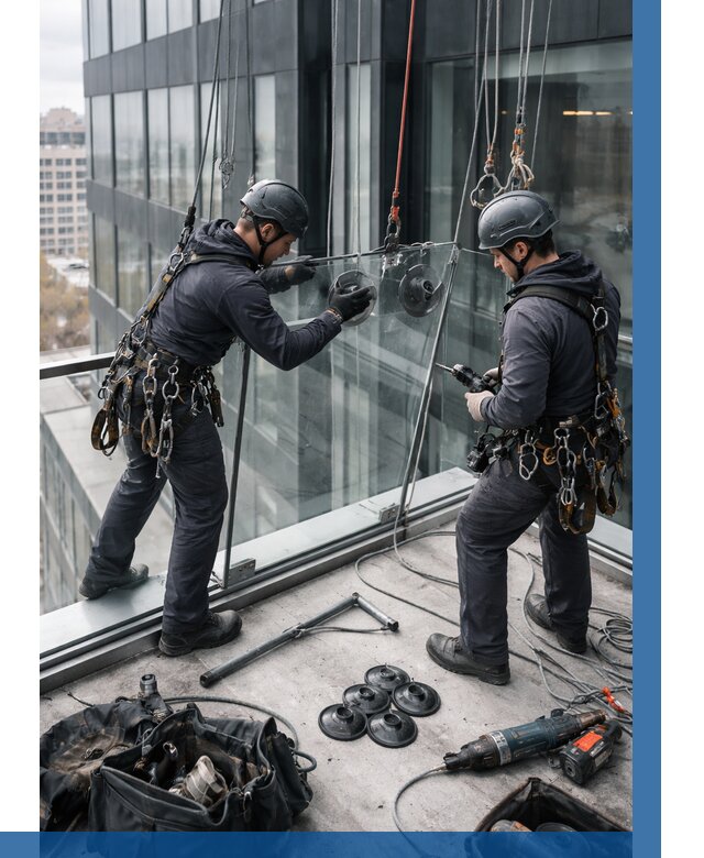 Монтаж стеклянных ограждений в Дзержинске от 2542 р. | ВЫСОТНИК-Дзр