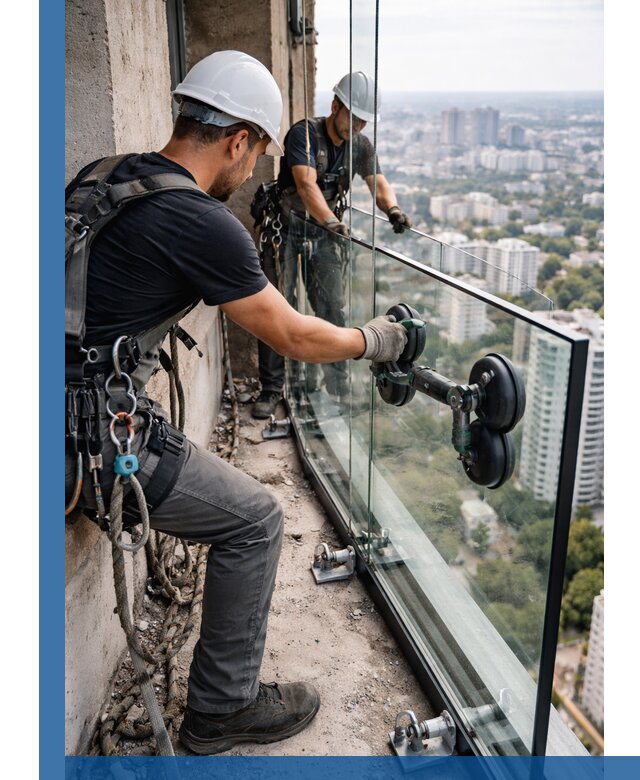 Монтаж стеклянных ограждений под ключ с гарантией в Дзержинске