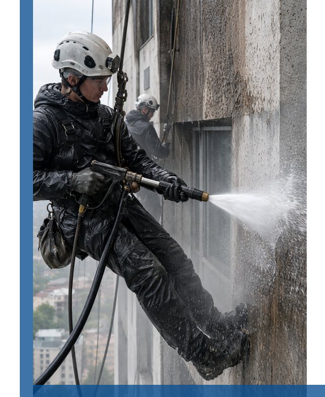 Гидроструйная очистка фасадов и конструкций в Дзержинске