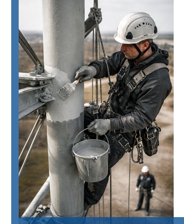 Покраска мачт связи в Дзержинске промышленными альпинистами