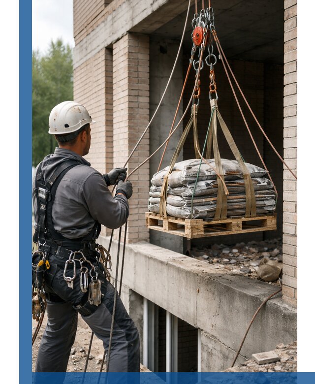 Подъем материалов на этаж веревками в Дзержинске оперативно