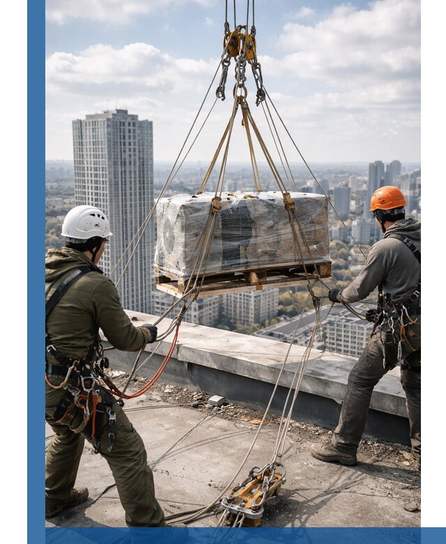 Подъем и монтаж крупногабаритных грузов на крышу в Дзержинске