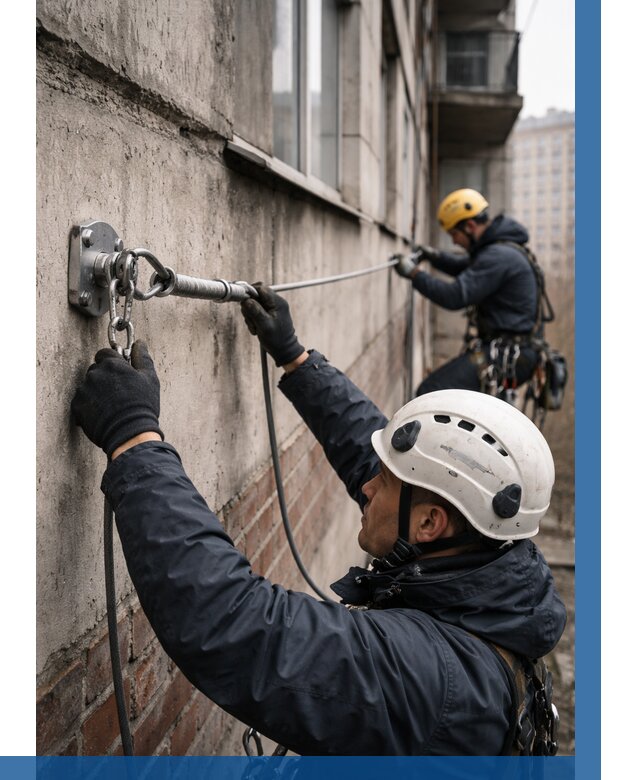 Монтаж анкерных линий в Дзержинске от 3050 р. | ВЫСОТНИК-Дзр