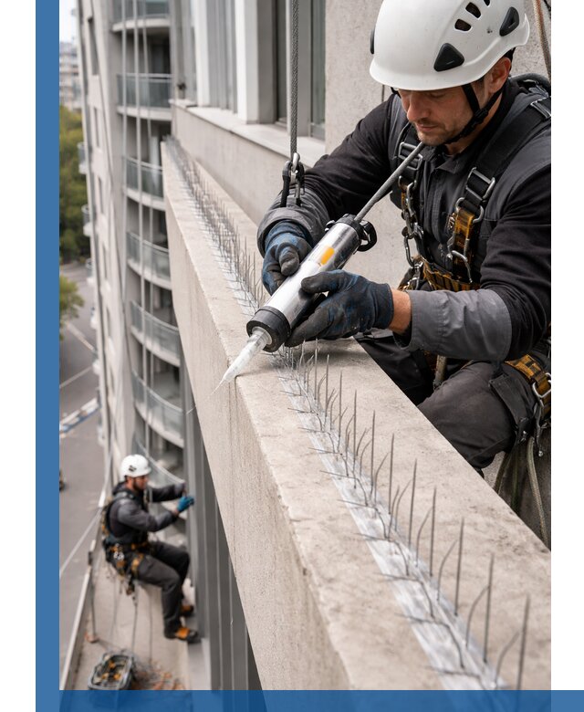 Установка шипов от птиц на фасадах и кровлях в Дзержинске